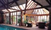 Conservatory addition to barn poolhouse